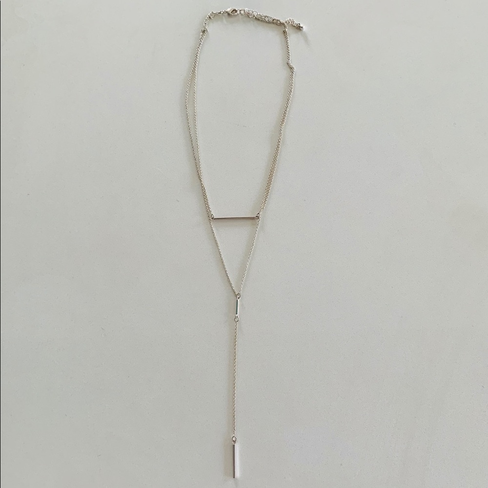 Double Layered Silver Y-Necklace